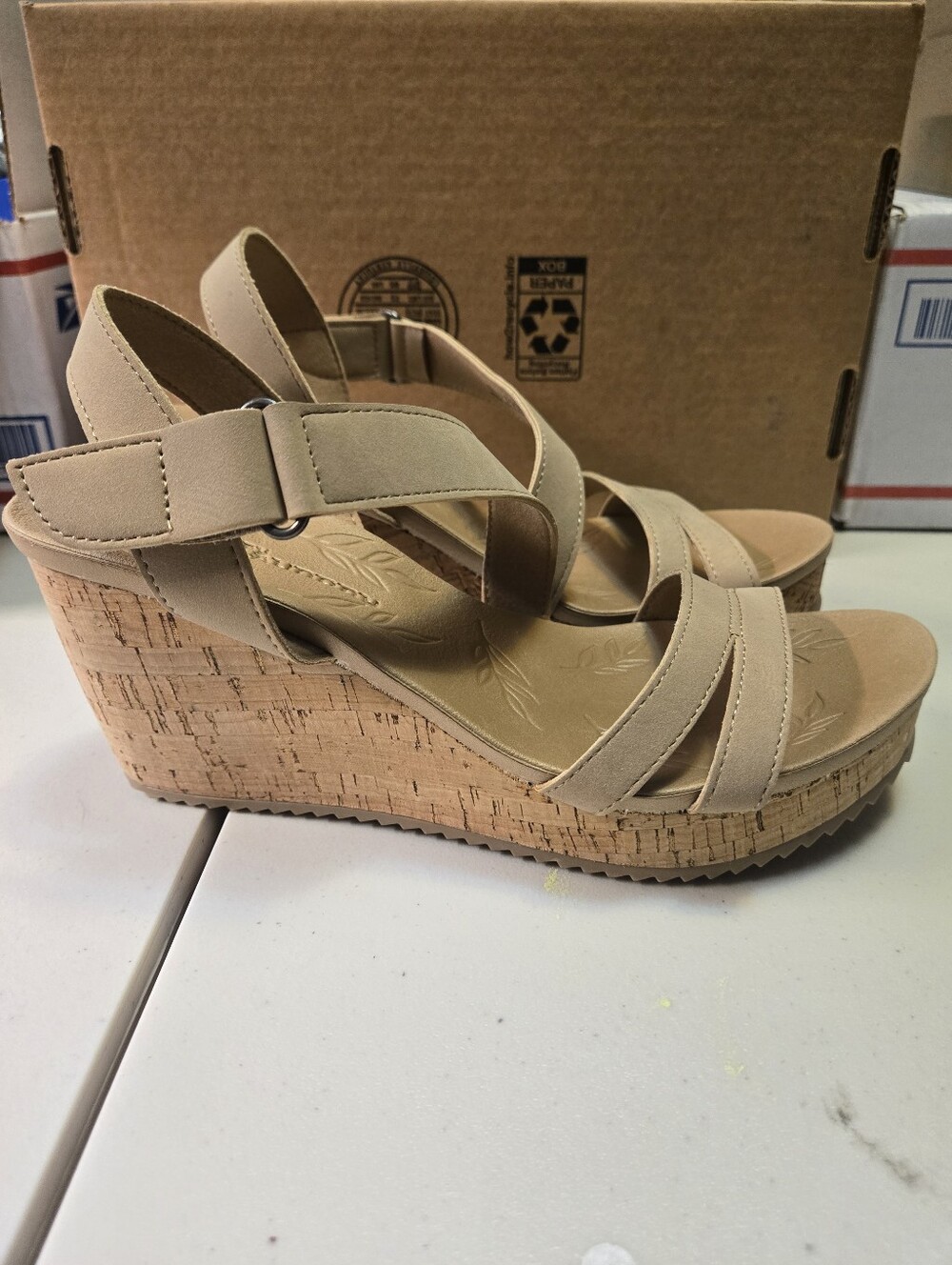 Cork Wedge Sandals in Beige - CL By Laundry - 8.5